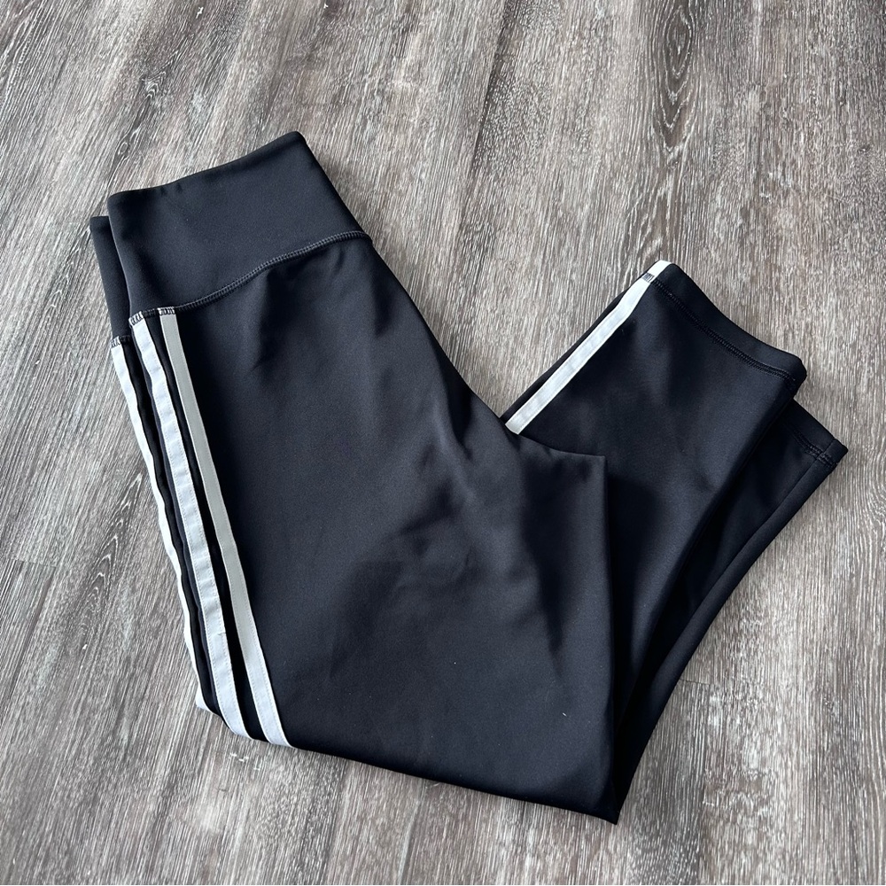 Adidas size small capri Leggings with White Stripes
